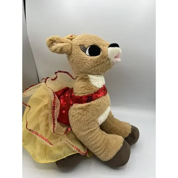 Build A Bear Clarice Rudolph Reindeer Plush Toy Red Gold Sequin Dress Christmas - Picture 2 of 6